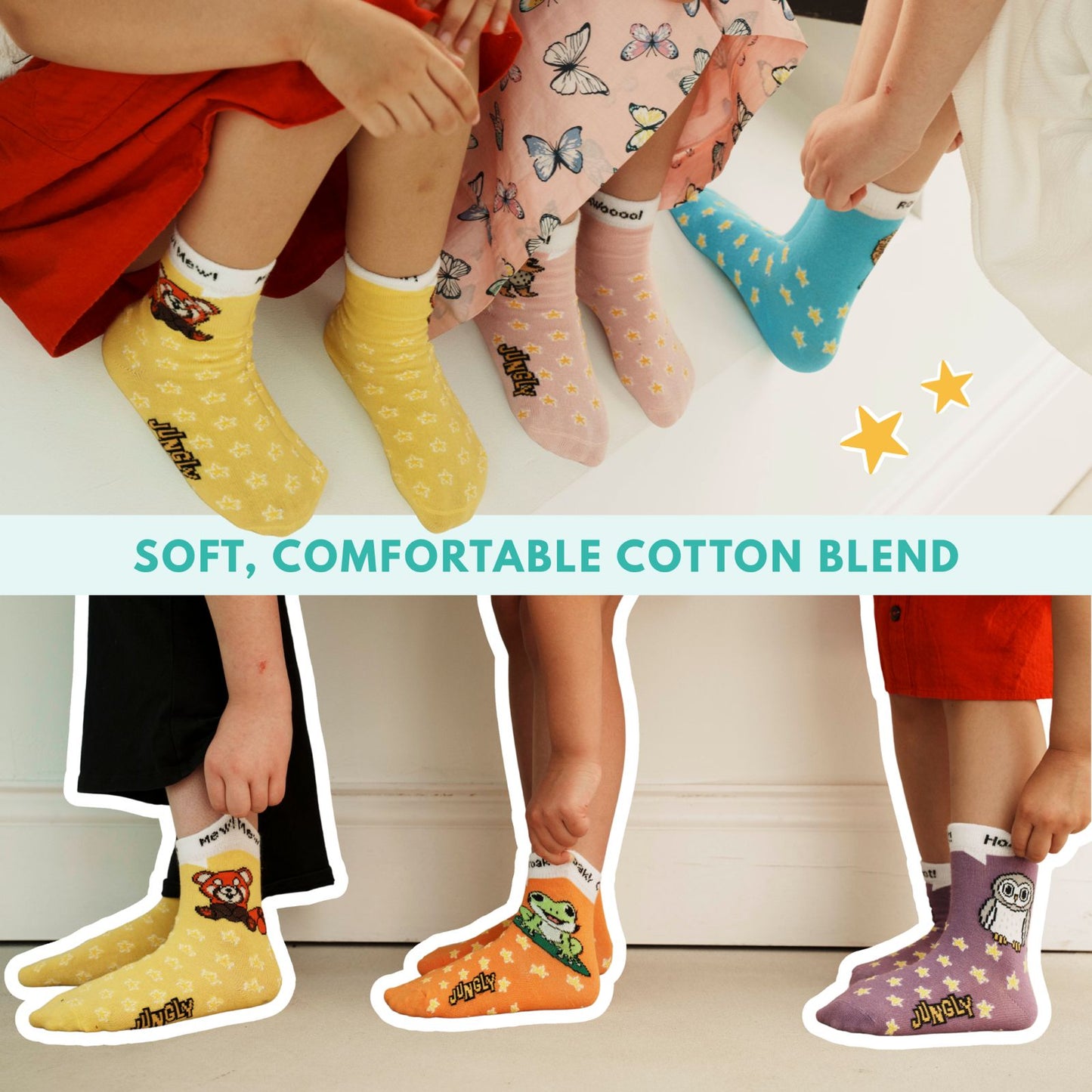 Jungly Kids Socks — 7 Colours. 7 Animals. One Fun Pair For Every Day.